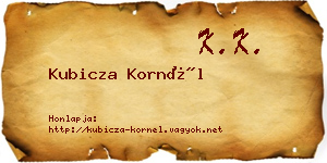 Kubicza Kornél névjegykártya